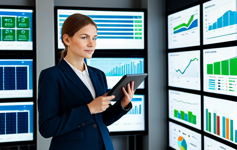 A professional female smart building engineer in a modest business suit and professional dress, standing confidently in a modern, high-tech control room of a sustainable office building. She is holding a tablet displaying complex building management system data, with large monitors behind her showing real-time energy analytics and environmental controls. The environment is sleek, clean, and filled with natural light, showcasing advanced green technology and innovation.
    safe for work, appropriate content, fully clothed, professional, perfect anatomy, correct proportions, natural pose, well-formed hands, proper finger count, natural body proportions, high-quality, ultra-detailed, professional photography.