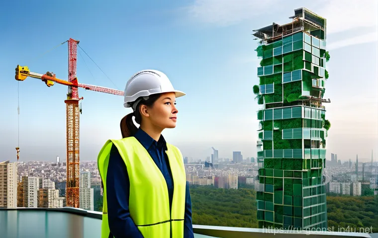 친환경건설기사의 주요 업무 - **Prompt 1: A Visionary Eco-Engineer Overseeing a Green Skyscraper Project**
"A visionary female...