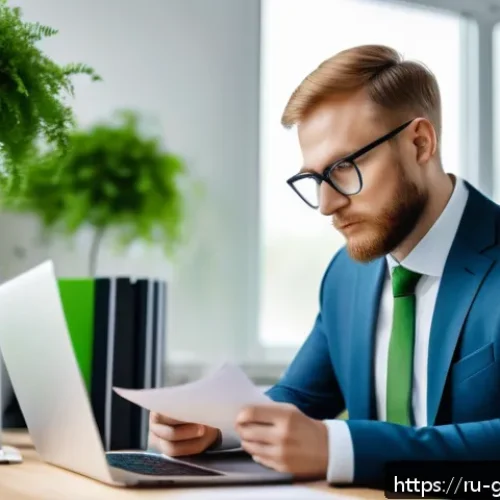 친환경건설기사 자격증 유효기간 및 갱신 방법 - A professional Russian environmental engineer in a modern office setting, reviewing certification do...